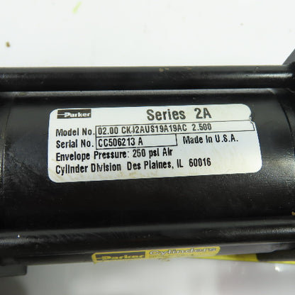 Parker 02.00 CK-J2AUS19A19AC 2.500 Double End Pneumatic Air Cylinder 2.5" Stroke