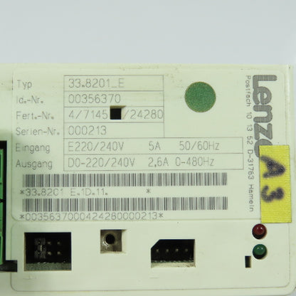 Lenze 33.8201_E Frequency Inverter Drive 220/240V 5A Input 2.6A Output