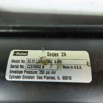 Parker 03.25 CJ2AUS13AC 6.000 Pneumatic Air Cylinder 6" Stroke 3.25" Bore 250PSI
