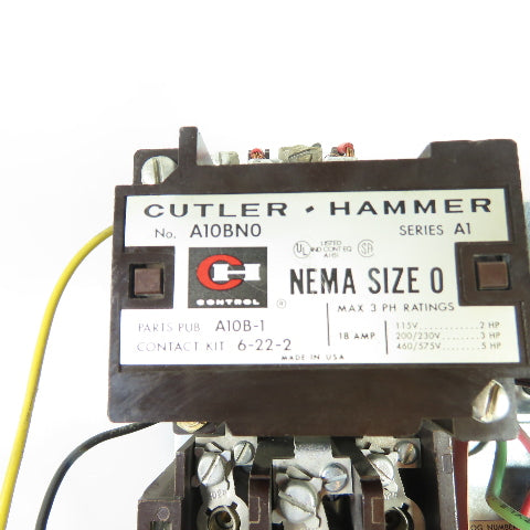 Cutler-Hammer A10BGA NEMA Size 0 Magnetic Motor Starter 600V