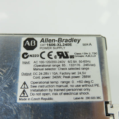 Allen-Bradley 1606-XL240E Power Supply 120/240V Inpu 24VDC 10A Output Ser A