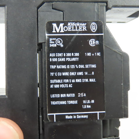 Klöckner Moeller Z00-1.6 Thermal Overload Relay 1-1.6A EZ00 Module 600V