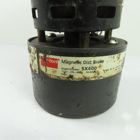 Dayton 6Z078 AC Gearmotor 49:1 Ratio 32.7RPM 115V 1Ph W/ Magnetic Disc Brake