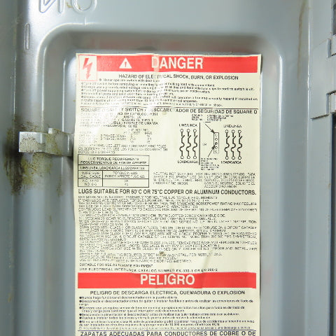 Square D H361 30A 3-Pole Fusible Heavy Duty Safety Disconnect Switch 600V