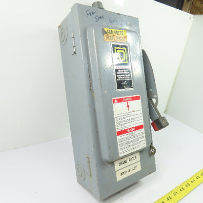 Square D H361 30A 3-Pole Fusible Heavy Duty Safety Disconnect Switch 600V