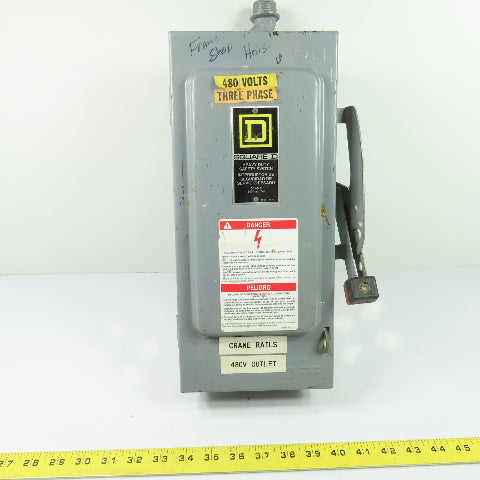 Square D H361 30A 3-Pole Fusible Heavy Duty Safety Disconnect Switch 600V