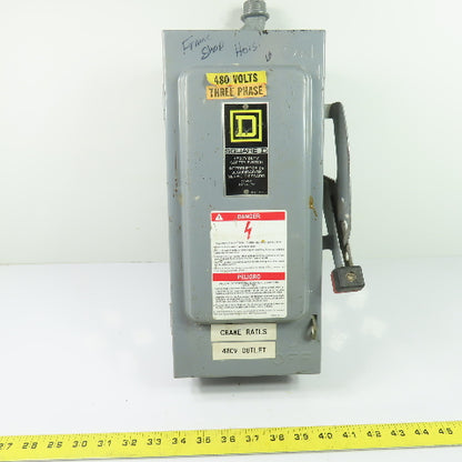 Square D H361 30A 3-Pole Fusible Heavy Duty Safety Disconnect Switch 600V