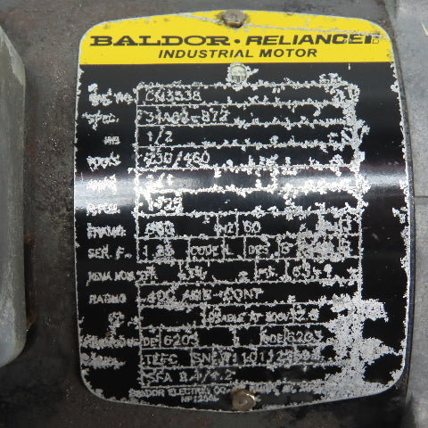 Dayton 2Z935 19:1 Ratio 1/2HP Gear Motor 1725RPM 230/460V 3Ph 91RPM Output