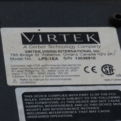 Virtek LPS-1EA LaserQC 48"x 48" Laser Scanner Inspection System 115-230V 50/60Hz