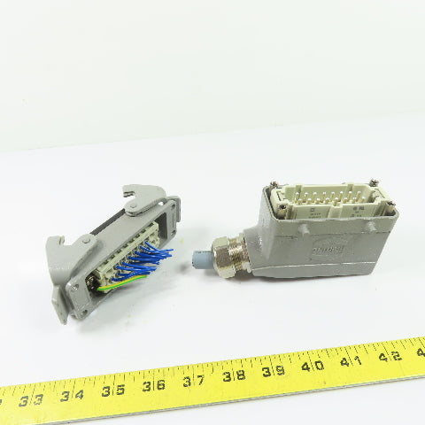 Harting Han 16 E-M 16-Pin Male & Female Connector Hood & Housing 500V 16A