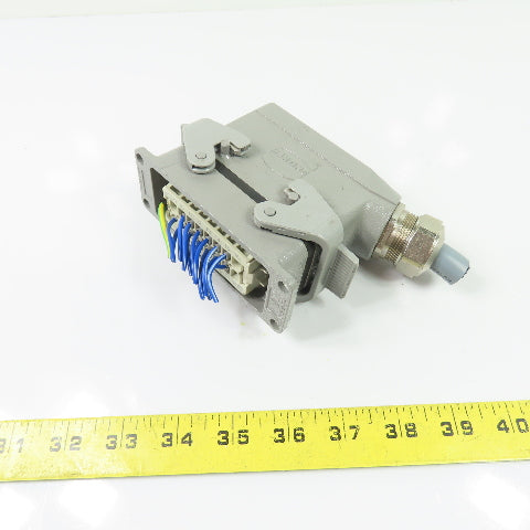 Harting Han 16 E-M 16-Pin Male & Female Connector Hood & Housing 500V 16A
