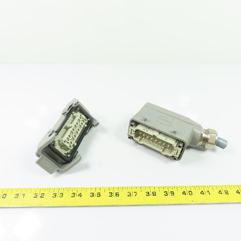 Harting Han 16 E-M 16-Pin Male & Female Connector Hood & Housing 500V 16A