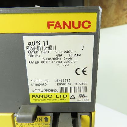Fanuc A06B-6110-H011 Alpha iPS 11 Servo Power Supply Module 200-240V 13.2kW