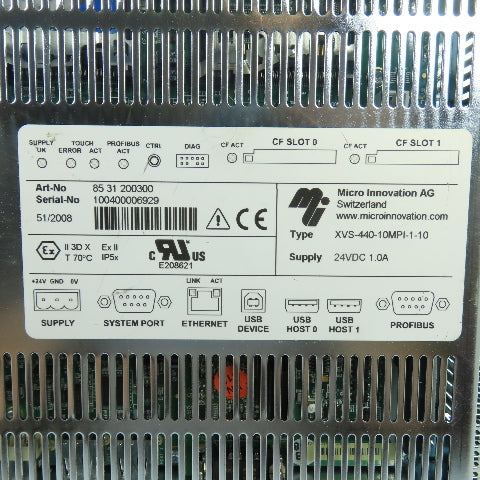 Micro Innovation XVS-440-10MPI-1-10 Touch Panel HMI Operator Interface 24VDC