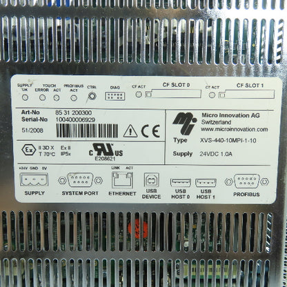 Micro Innovation XVS-440-10MPI-1-10 Touch Panel HMI Operator Interface 24VDC