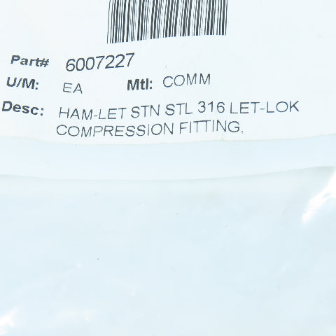 Ham-Let 1/8" NPT x 1/4" Stainless Steel Compression Fittings Lot Of 4