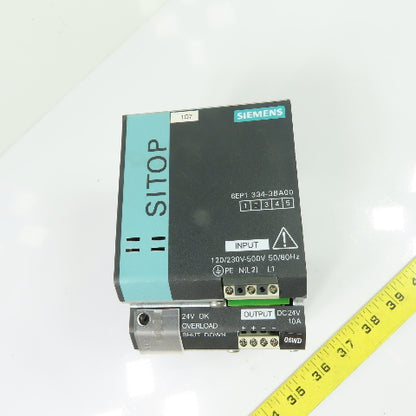 Siemens 6EP1334-3BA00 SITOP Modular Power Supply 120/230-500V In24VDC 10A Out