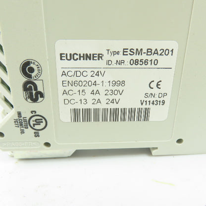Euchner ESM-BA201 Safety Relay 24V AC/DC DIN Rail Mount