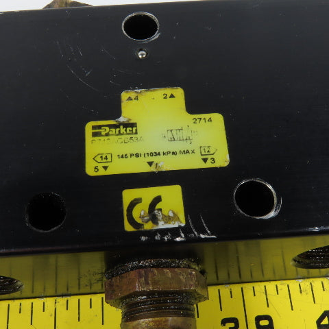 Parker P713ACB53A 5/2 Way Solenoid Valve 146PSI 120VAC / 67VDC Coil 1/2" NPT