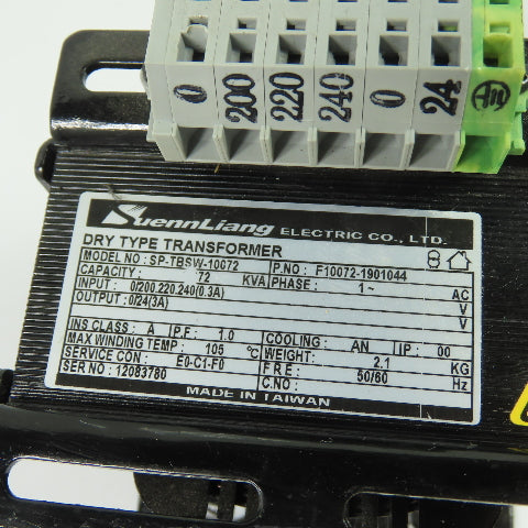 SuennLiang SP-TBSW-10072 Dry Type Control Transformer .072kVA 220/240VPri 24VSec