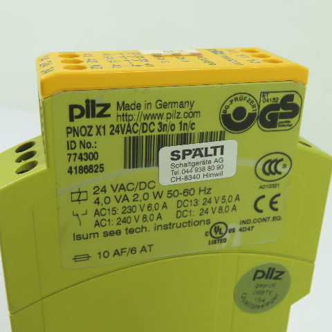 Pilz PNOZ X1 24VAC/DC 3n/o 1n/c Safety Relay 24VAC/DC 3 NO 1 NC Contacts