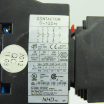NHD C-12D10 Contactor Motor Starter 24V Coil W/ NTH-2.5 Overload Relay 1.8-2.5A