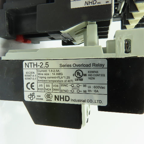 NHD C-12D10 Contactor Motor Starter 24V Coil W/ NTH-2.5 Overload Relay 1.8-2.5A