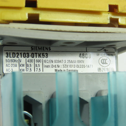 Siemens 3LD2103-0TK53 25A 690V Emergency Stop Rotary Disconnect Switch