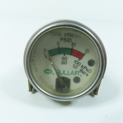 Sullair 05052775F Differential Pressure PSID Gauge 15 PSID 1.0 Bar