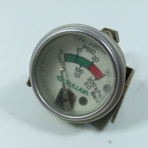Sullair 05052817E Differential Pressure PSID Gauge 30 PSID 2.0 Bar