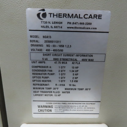 Thermal Care NQA13 Accuchiller 13-Ton Air-Cooled Portable Chiller 460-480V 3Ph