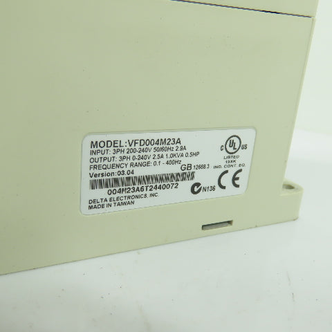 Delta VFD004M23A Variable Frequency ac Drive VFD 230V 3Ph 0.4kW 0.5HP