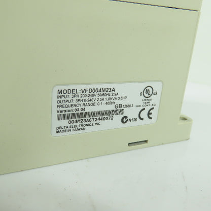 Delta VFD004M23A Variable Frequency ac Drive VFD 230V 3Ph 0.4kW 0.5HP
