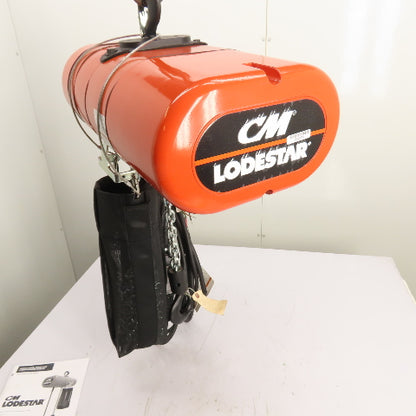 CM Lodestar Model J 1/2Ton 1000LB Electric Chain Hoist 20'Lift 32FPM 230/460 3Ph