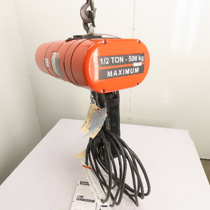 CM Lodestar Model J 1/2Ton 1000LB Electric Chain Hoist 20'Lift 32FPM 230/460 3Ph