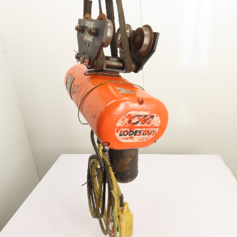 CM Lodestar Model F 1Ton 2000LB Electric Chain Hoist 15'Lift 16FPM 230/460 3Ph