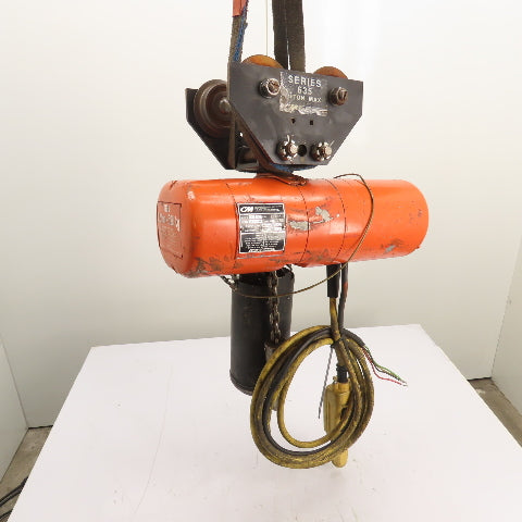 CM Lodestar Model F 1Ton 2000LB Electric Chain Hoist 15'Lift 16FPM 230/460 3Ph