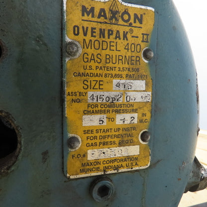 Maxon Model 400 Ovenpak II Size 415 Gas Burner 230/460V 3Ph W/ Blower