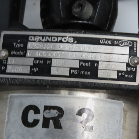 Grundfos CR2-120 U-G-A-AUUE Vertical Multistage Pump 3HP 208-230/460V 3Ph 11GPM
