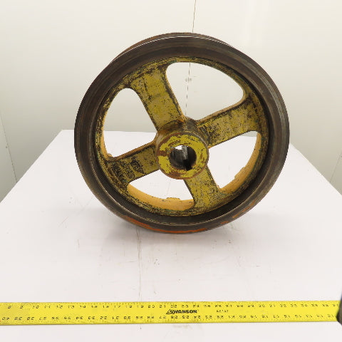 31874 4-Spoke Cast Iron Flat Belt Pulley Flywheel 21.25" OD 5" Wide 2.5" Bore