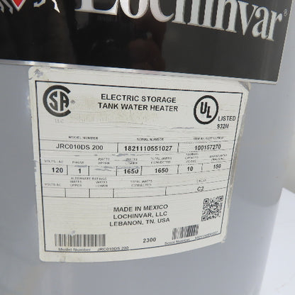 Lochinvar JRC010DS 200 Electric Water Heater 10 Gal 120V 1650W 1Ph