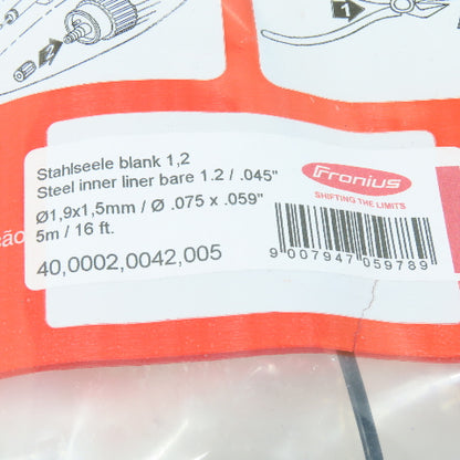 Fronius 40,0002,0042,005 Steel Inner Liner Bare 1.2 / .045" 5m / 16 ft