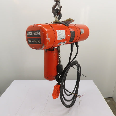 CM Lodestar Model F 1/2Ton 1000LB Electric Chain Hoist 20'Lift 16FPM 230/460 3Ph