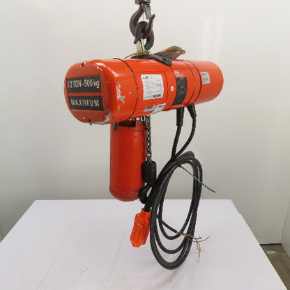 CM Lodestar Model F 1/2Ton 1000LB Electric Chain Hoist 20'Lift 16FPM 230/460 3Ph