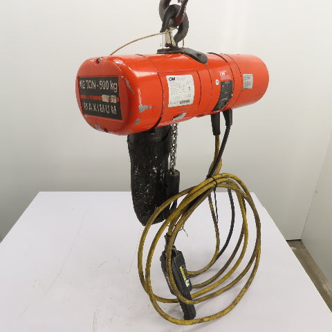 CM Lodestar Model F 1/2Ton 1000LB Electric Chain Hoist 20'Lift 16FPM 230/460 3Ph