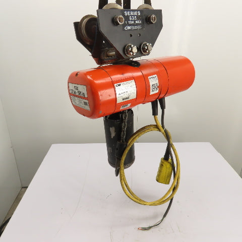 CM Lodestar Model F 1/2Ton 1000LB Electric Chain Hoist 15'Lift 16FPM 230/460 3Ph