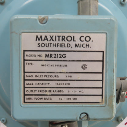 Maxitrol Co. MR212G Negative Pressure Gas Regulator 5 PSI 10000 CFH
