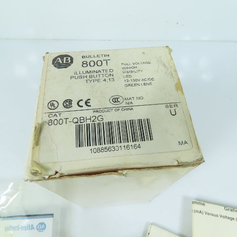 Allen-Bradley 800T-QBH2G Illuminated Push Button Operator 12-130VAC/DC Green LED