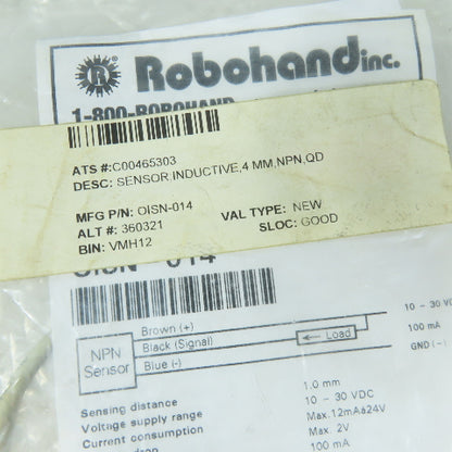 Robohand OISN-014 4mm NPN Inductive Proximity Sensor Switch 10-30VDC QD
