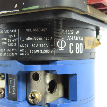 Kraus & Naimer C 80 80A 3-Pole Rotary Switch 600VAC